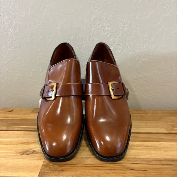 Vintage Freeman Monk Strap Buckle Shoes  7D Brown Leather Goodyear Welted USA main image 5